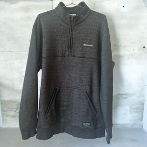 Columbia Mens‎ Black Gray Quarter Zip Mock Neck Kangaroo Pocket Casual Cozy XL